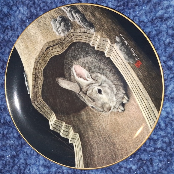 🐇 Moments Rest rabbit collectors plate. Babes in the Woods Collection. Like new - Picture 1 of 8